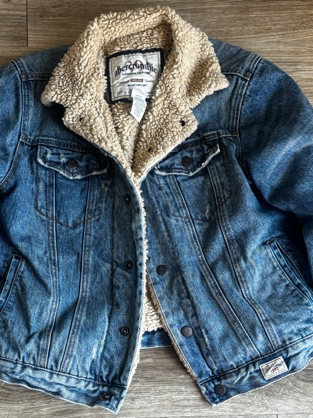 Abercrombie Vintage Denim Jacket Sherpa Lined 100% Cotton